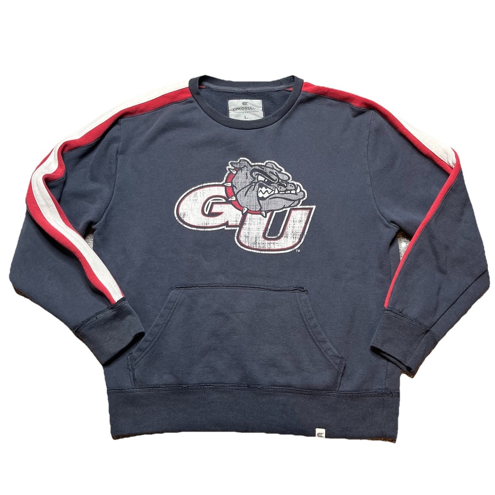 Gonzaga Bulldogs GU Navy Crewneck Sweatshirt Fleece Men's L College Pocket